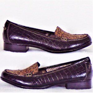 Low-heel loafers 7M brown & fawn leather uppers